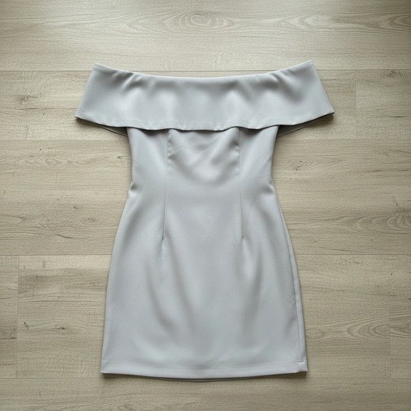Cloud Ten Dresses & Skirts - Cloud Ten Womens Off The Shoulder Mini Dress Light Grey Bodycon Bardot Size M